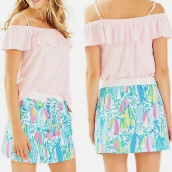 Lilly Pulitzer Vibrant Blue and Pink Mini Skirt - Picture 1 of 12